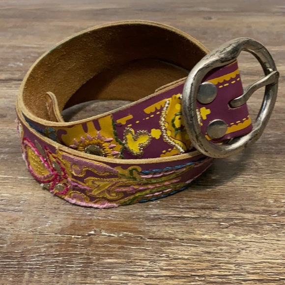Lucky Brand Accessories - Lucky Brand Embroidered Genuine Leather Belt
